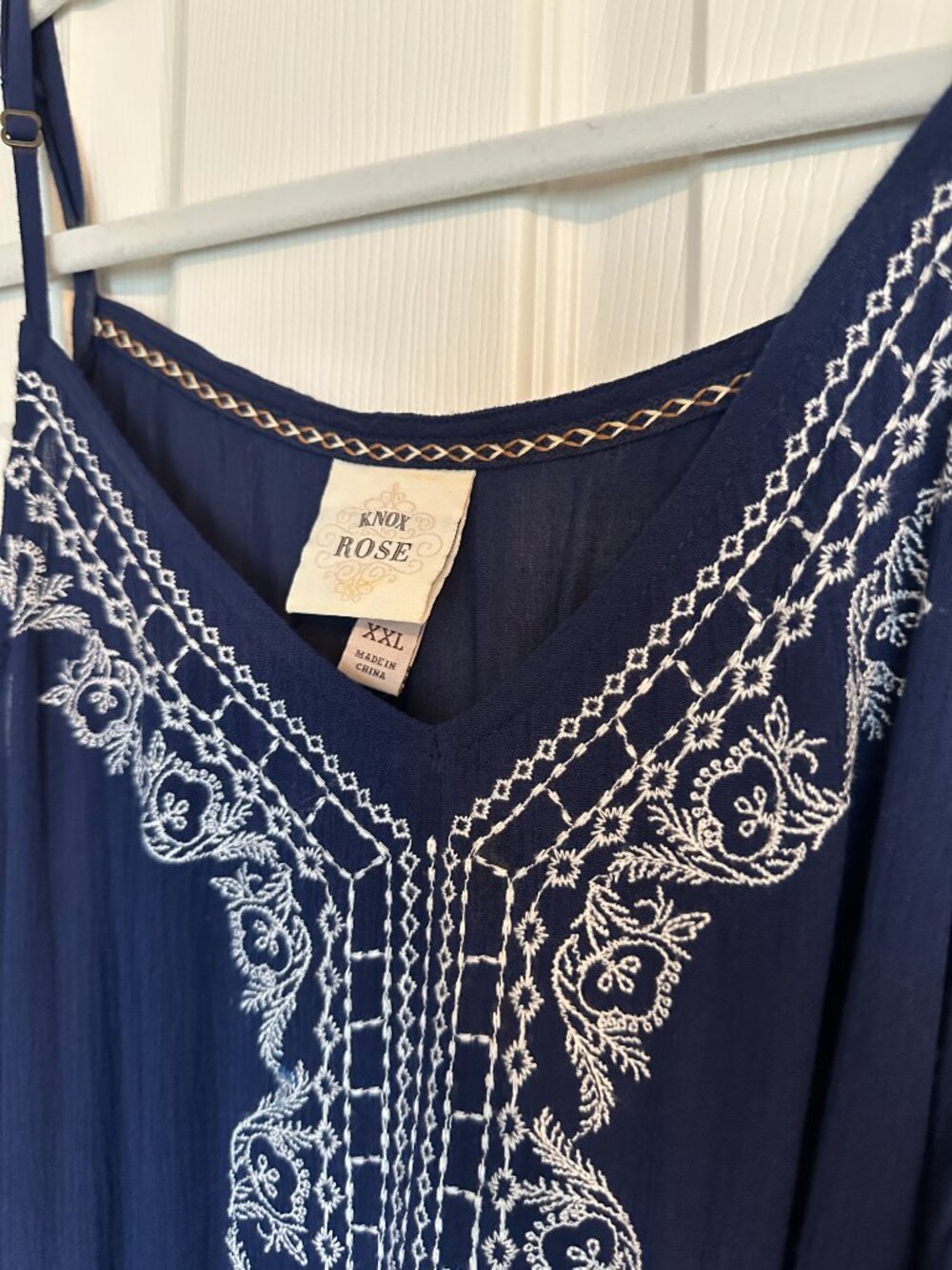 Women’s KNOX ROSE Navy Blue/White Tassel Tie Waist Maxi Tank Dress Size XXL - Picture 5 of 8